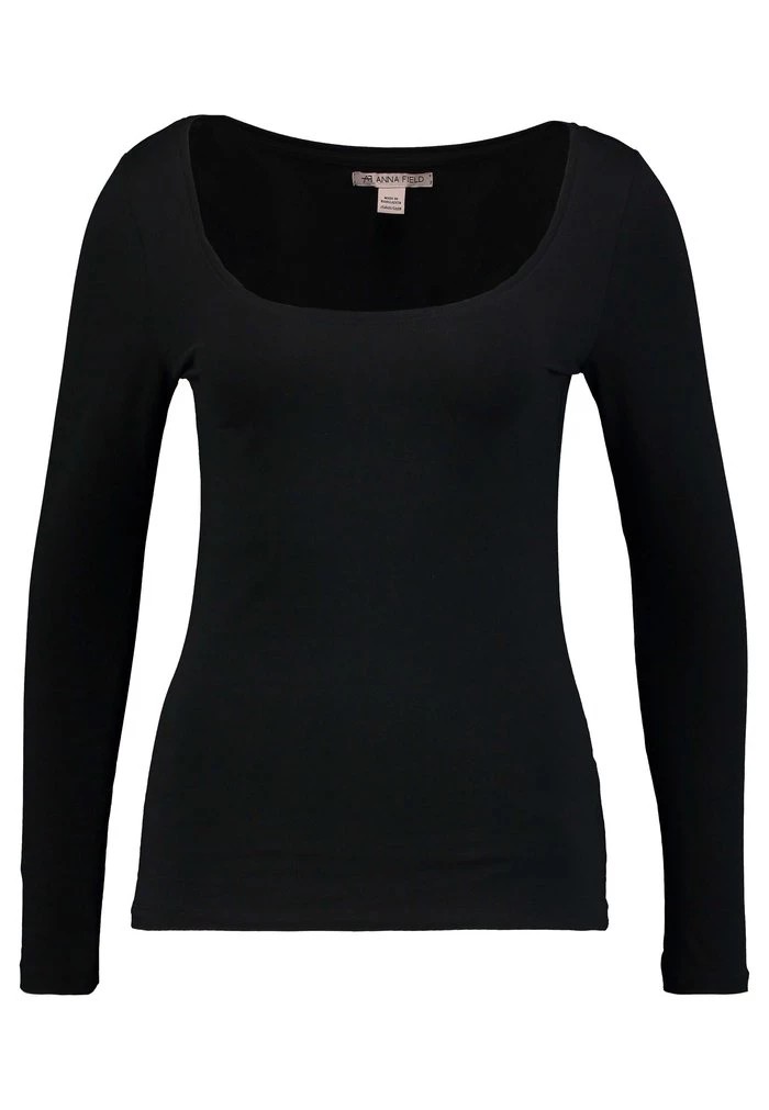 T-Shirt ANNA FIELD Anna Field Basic Round Neck Long Sleeves Noir Femme | ZKT-8316931